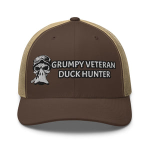 Wing Beat Waterfowl Grumpy Veteran Duck Hunter Snapback Trucker Hat - Wing Beat Waterfowl Company