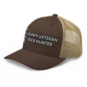 Wing Beat Waterfowl Grumpy Veteran Duck Hunter Snapback Trucker Hat - Wing Beat Waterfowl Company